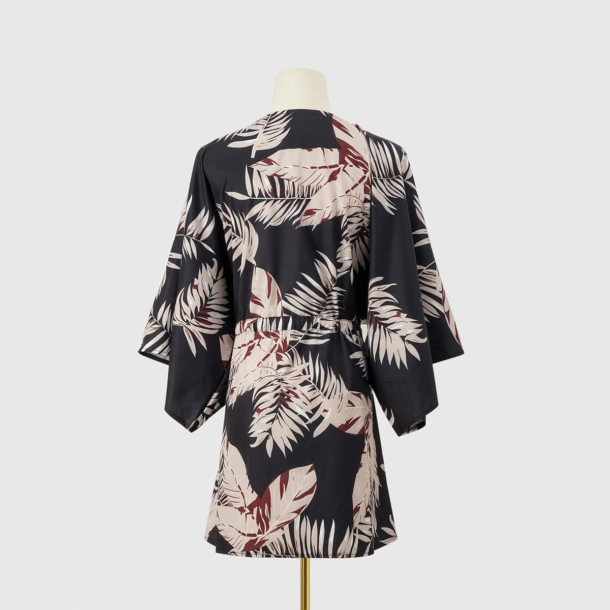 Women's Summer Leaf Print Short Sleeve Short Mini Dress