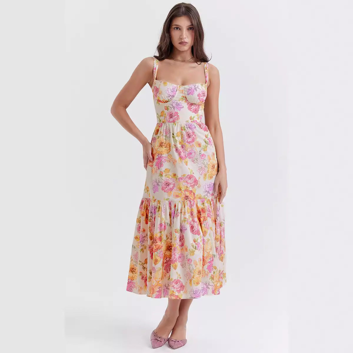 Floral Tiered A-Line Dress for Women