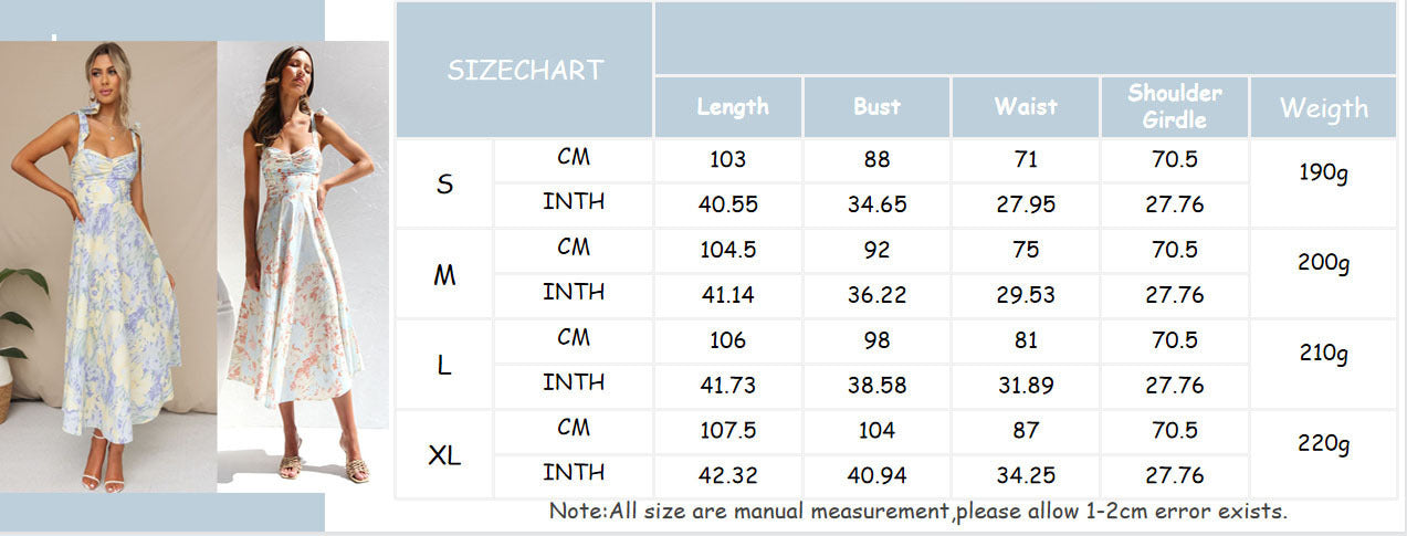 Summer Floral Print V-Neck Wrap Waist Midi Dres