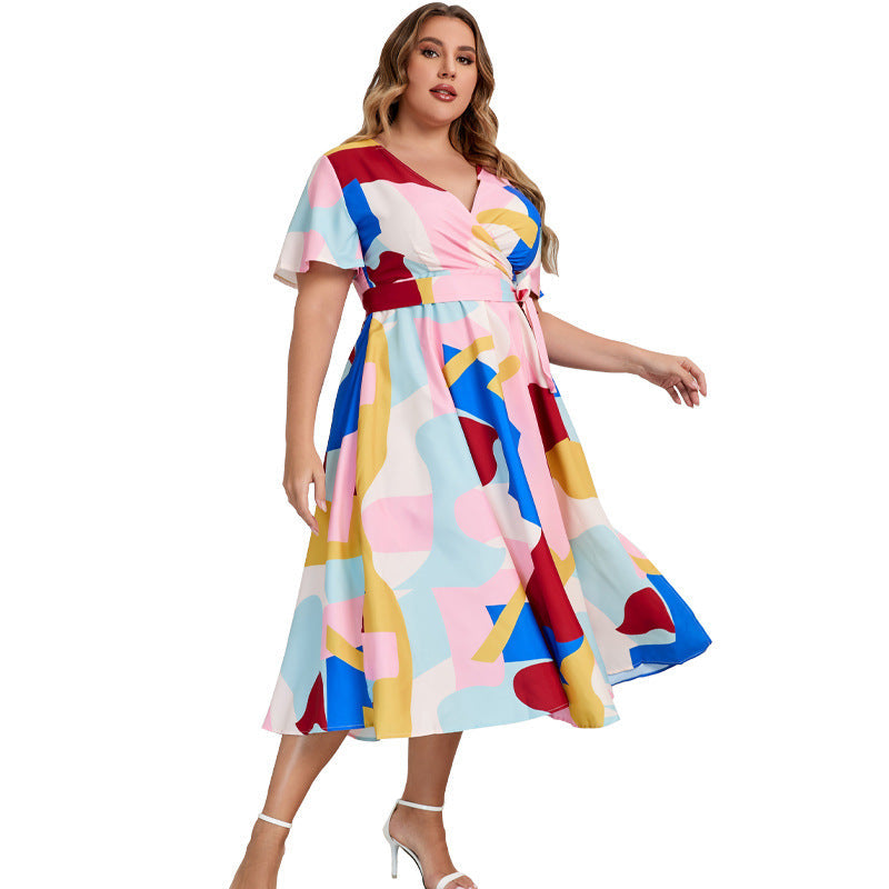 Summer Short Sleeves Plus Sizes Dresses-Dresses-Free Shipping at meselling99