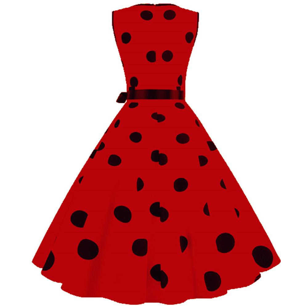 Casaul Sleeveless Dot Print Vintage Dresses-Dresses-Free Shipping at meselling99