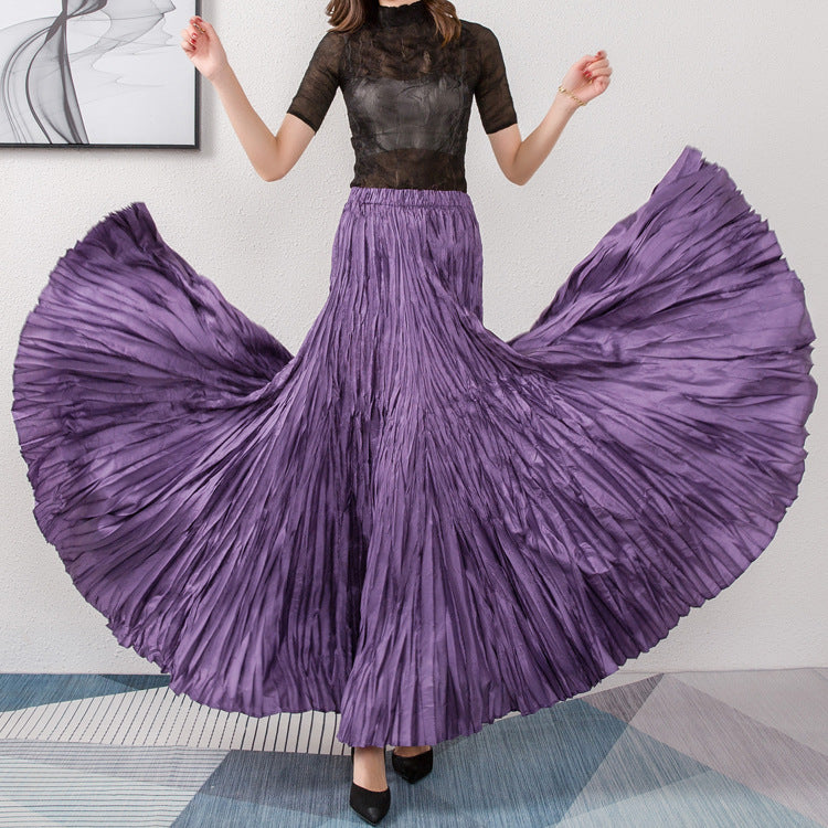 Elegant High-Waisted Solid Color Maxi Skirt