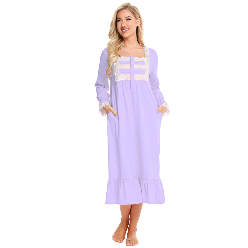 Casual Plus Sizes Long Sleeves Nightgown