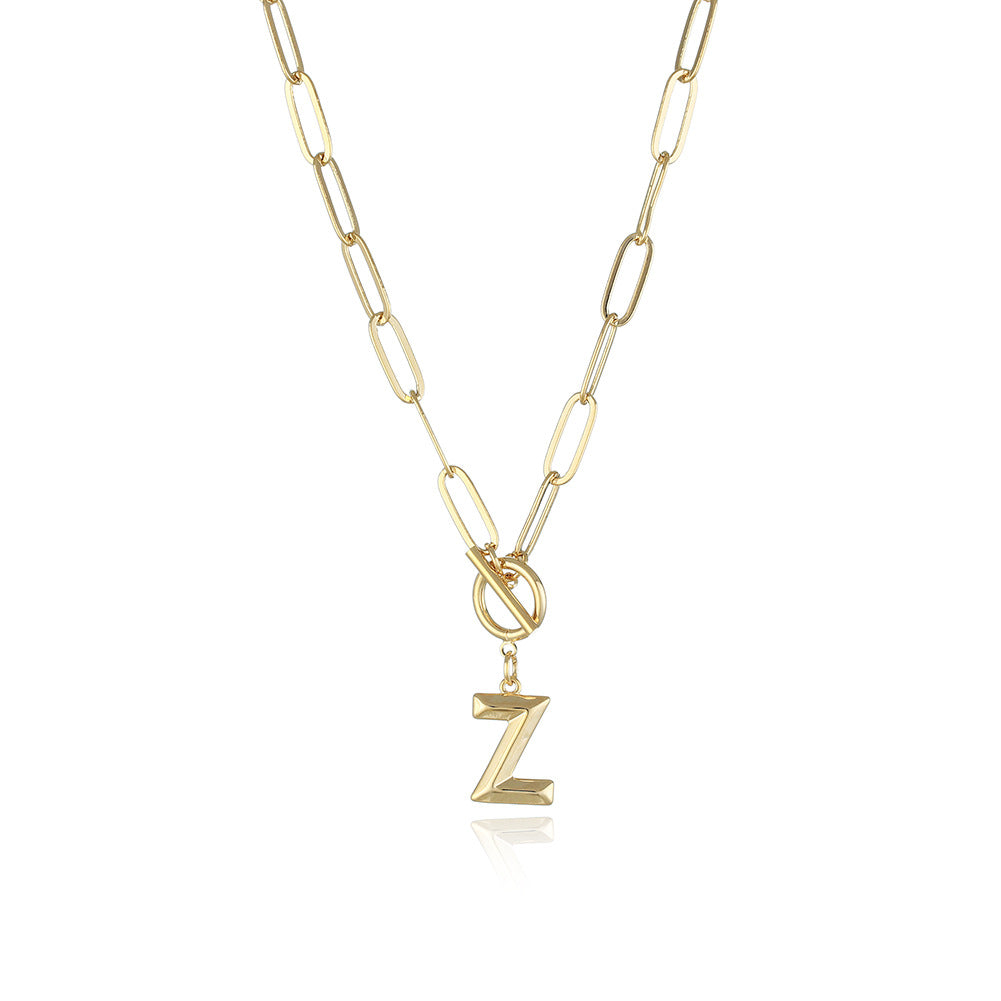 Bridesmaid Gifts Alphabet Necklace Golden Hip-hop Necklace  26 Letter Pendant Necklaces