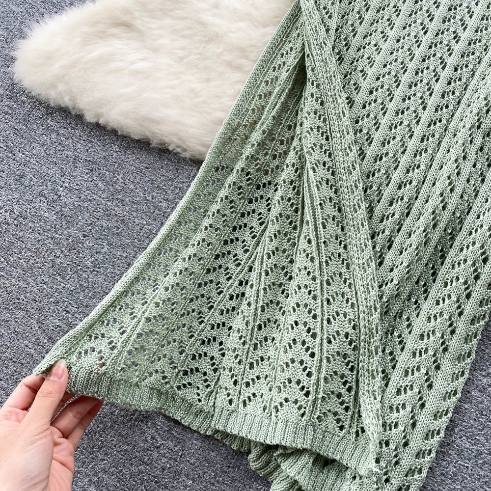 Designed Halter Sleeveless Knitted Sheath Holiday Dresses