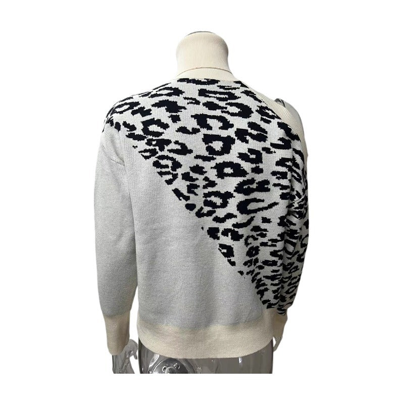 Casual Leopard Long Sleeves Knitted Sweaters