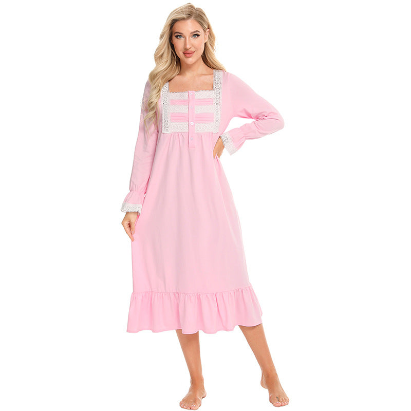 Casual Plus Sizes Long Sleeves Nightgown