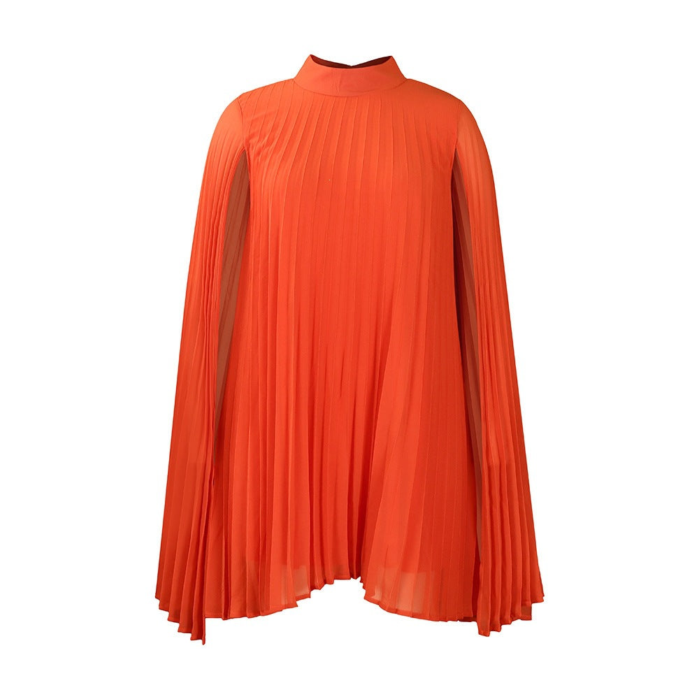Elegant Chiffon Batwing Sleeve Pullover Cape Dress