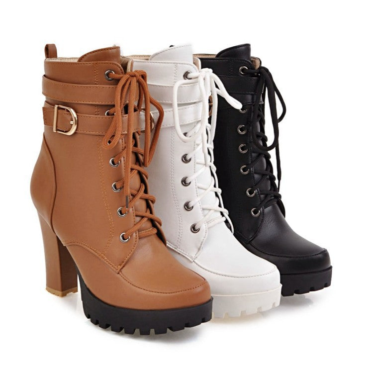 Fashion Chunky Heels Plus Sizes Short Martin Boots