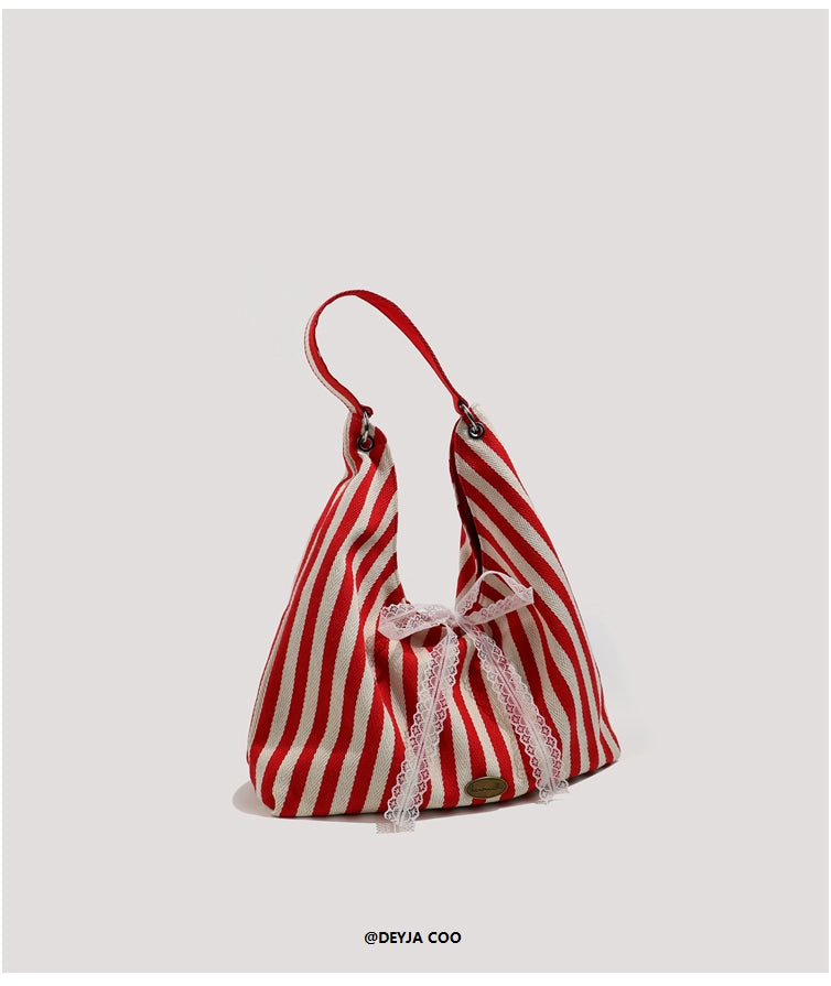 Double Sided Striped Canvas Tote Bag