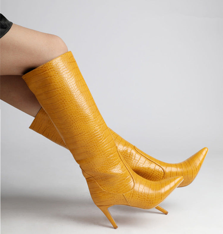 Fashion Peep Toe Crocodile Print Plus Sizes Women Boots