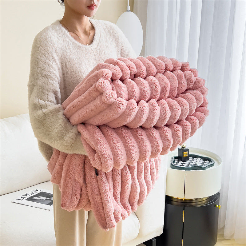 Plush Faux Rabbit Fur Blanket