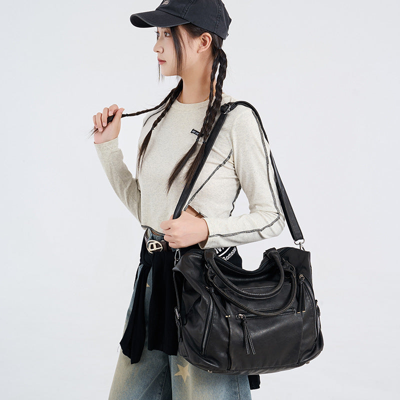 Retro PU Leather Tote Bag
