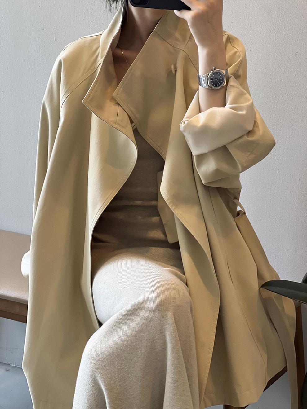 Women's Retro Stand Collar Trench Coat