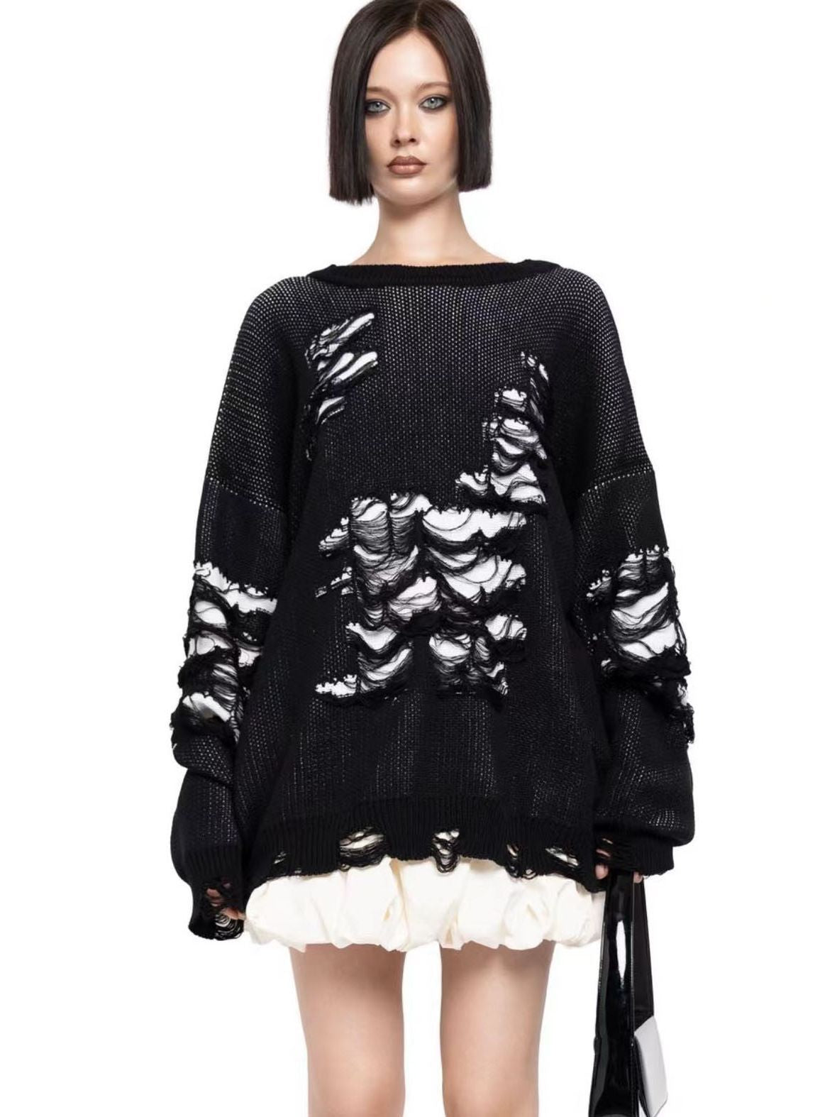 Designed Casual Broken Knitted Women Sweaters