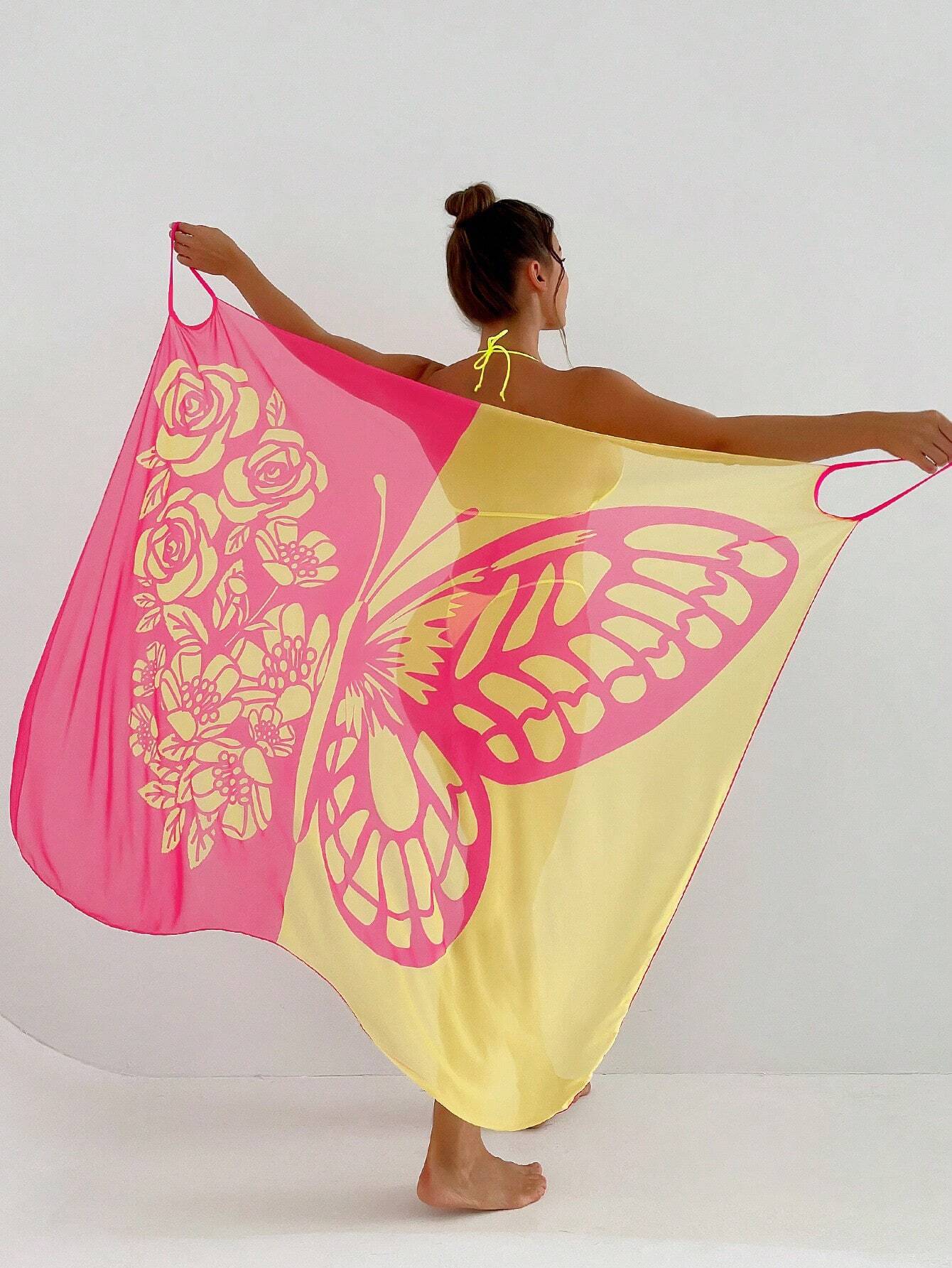 Summer Butterfly Print Beach Cover Ups