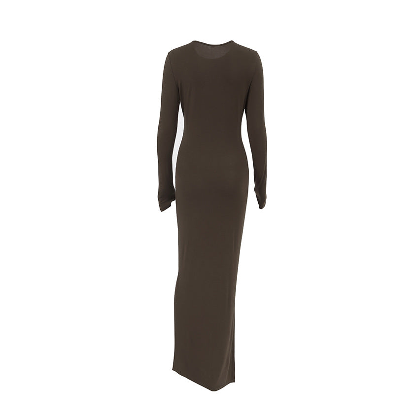 Vintage Brown Long Sheath Dresses