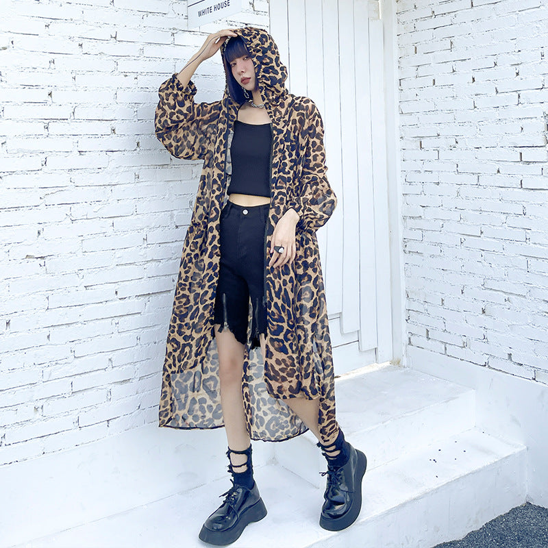 Summer Chiffon Leopard Women Long Sun-proof Tops-Shirts & Tops-Leopard-One Size-Free Shipping at meselling99