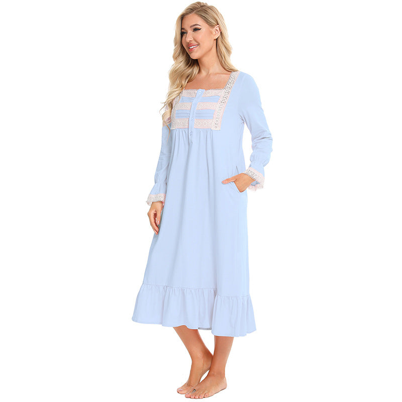 Casual Plus Sizes Long Sleeves Nightgown