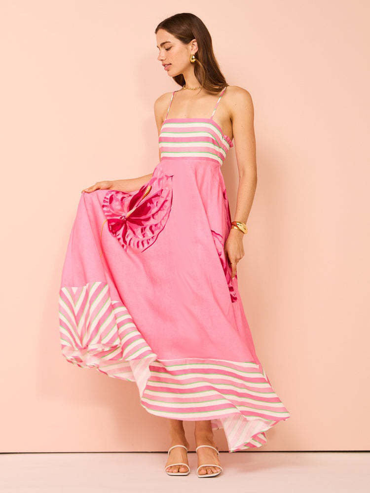 The Breezy Minimalist Floral High-Waist Swing Dress