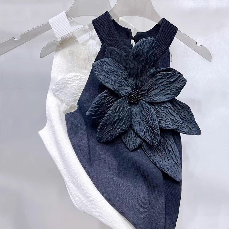 3D Floral Halter Top