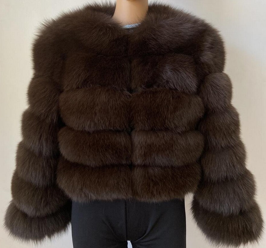 Women's Thickened Faux Fox Fur Spliced Winter Coat