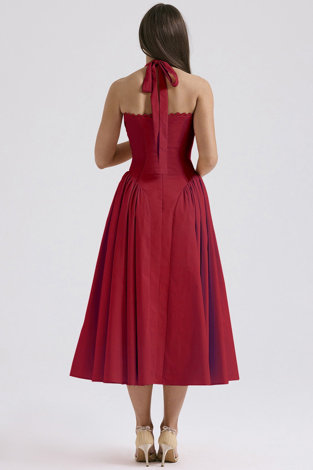 Women's Summer Floral Print Bodycon Halter Neck Maxi Dress