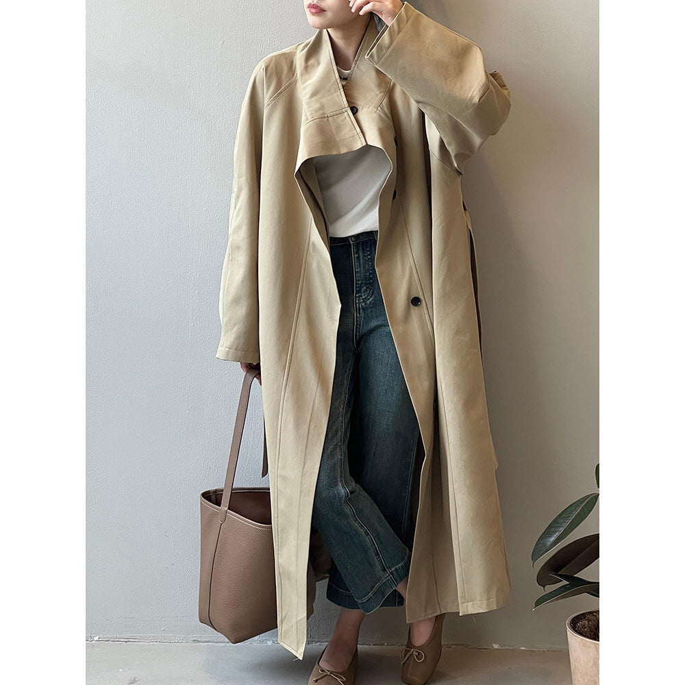 Women’s Stand Collar Long Trench Coat