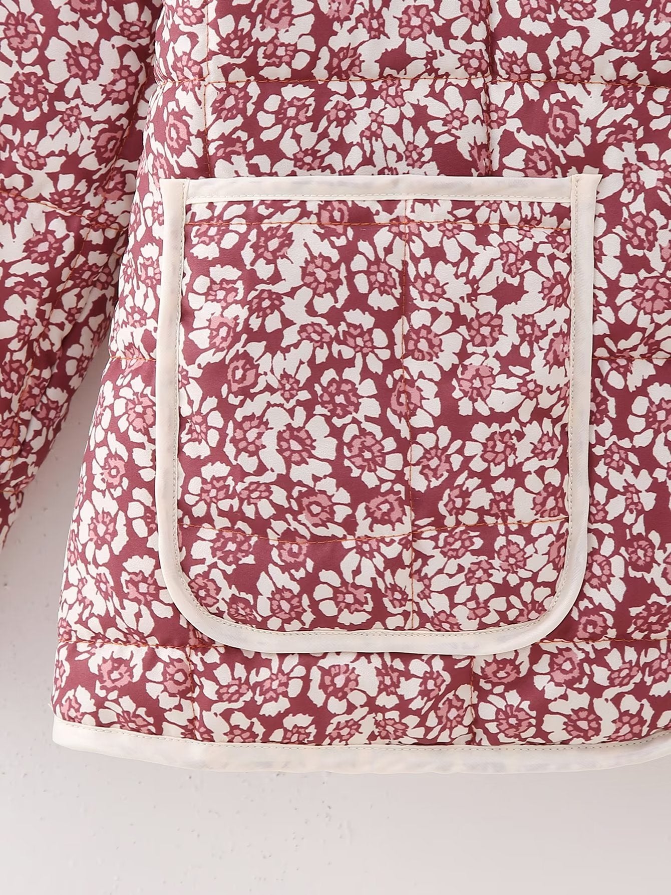 Floral Print Quilted Puffer Coat - Oversized Warm Winter Jacket