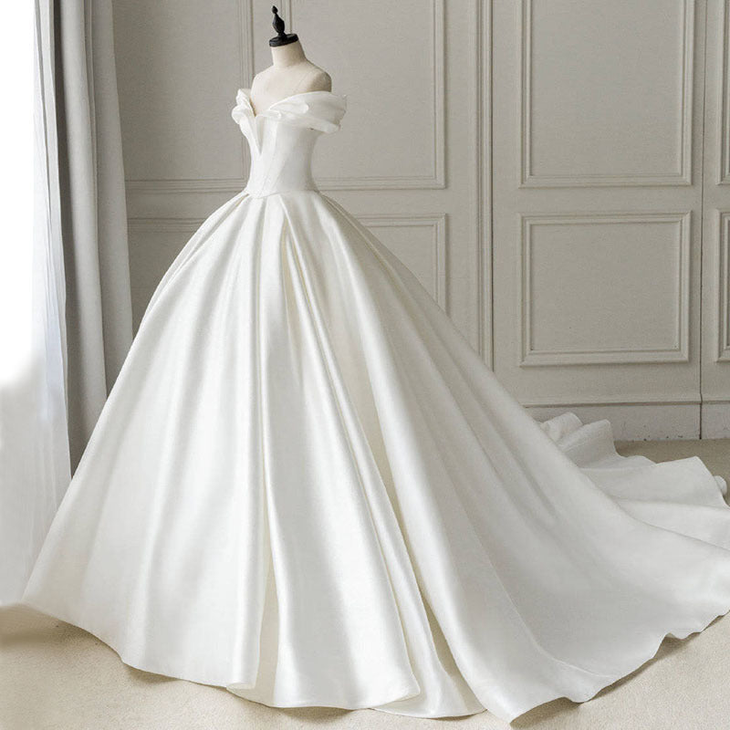 Elegant Satin Off The Shoulder Wedding Dresses