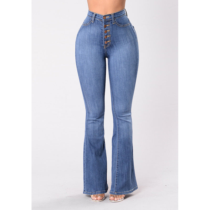 Casual High Waist Trumpet Jeans for Women