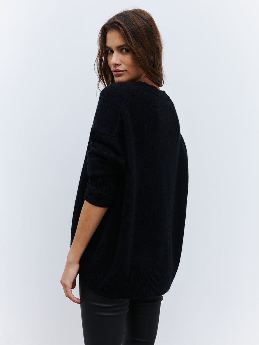 Women's Oversized Round Neck Long Sleeve Sweater