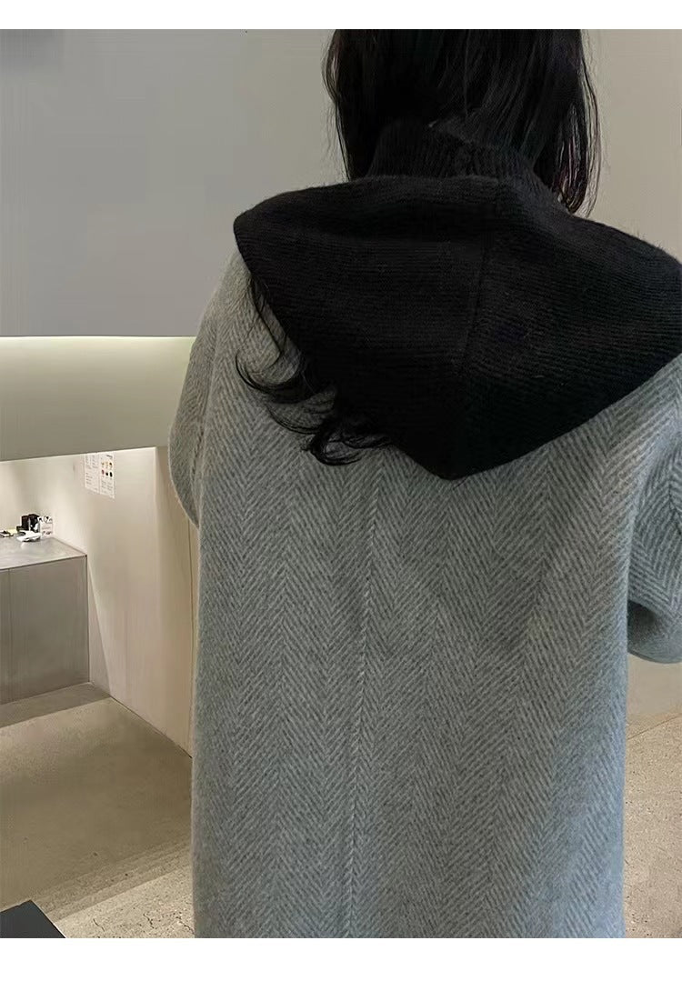 Women's Knit Hooded Cape Scarf 2pcs/set