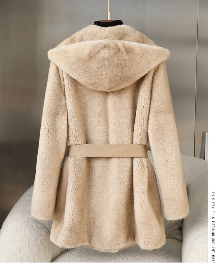 Casual Faux Fur Midi Length Jacket Coats