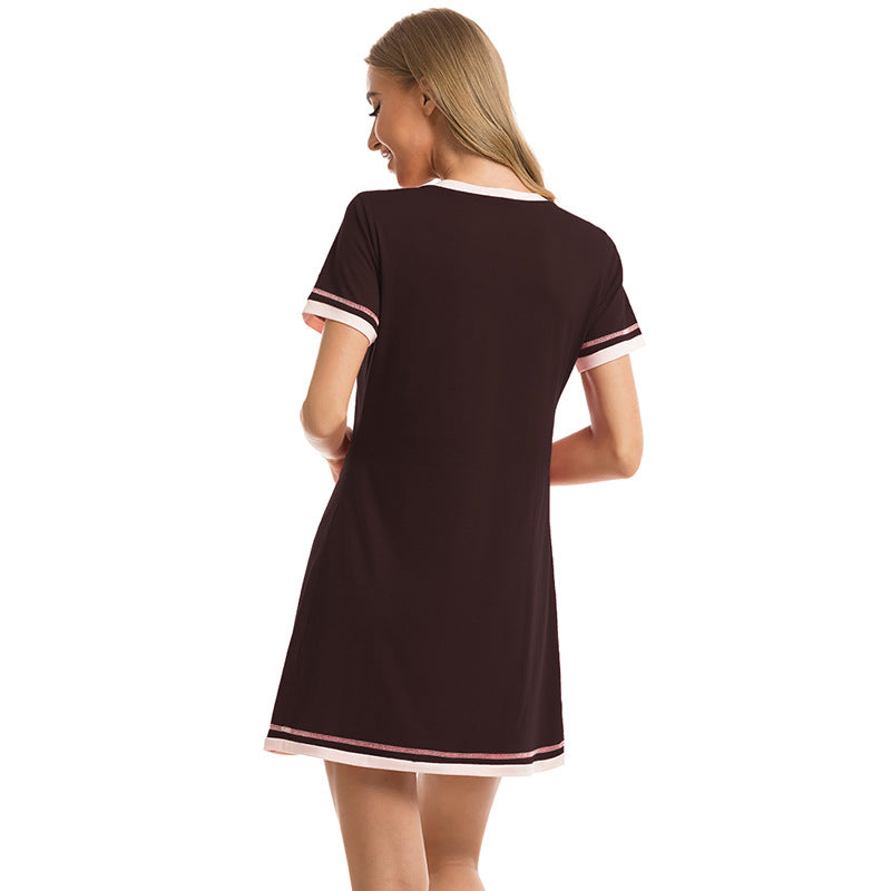 Casual Cotton Short Sleeves Sleepwear Dresses