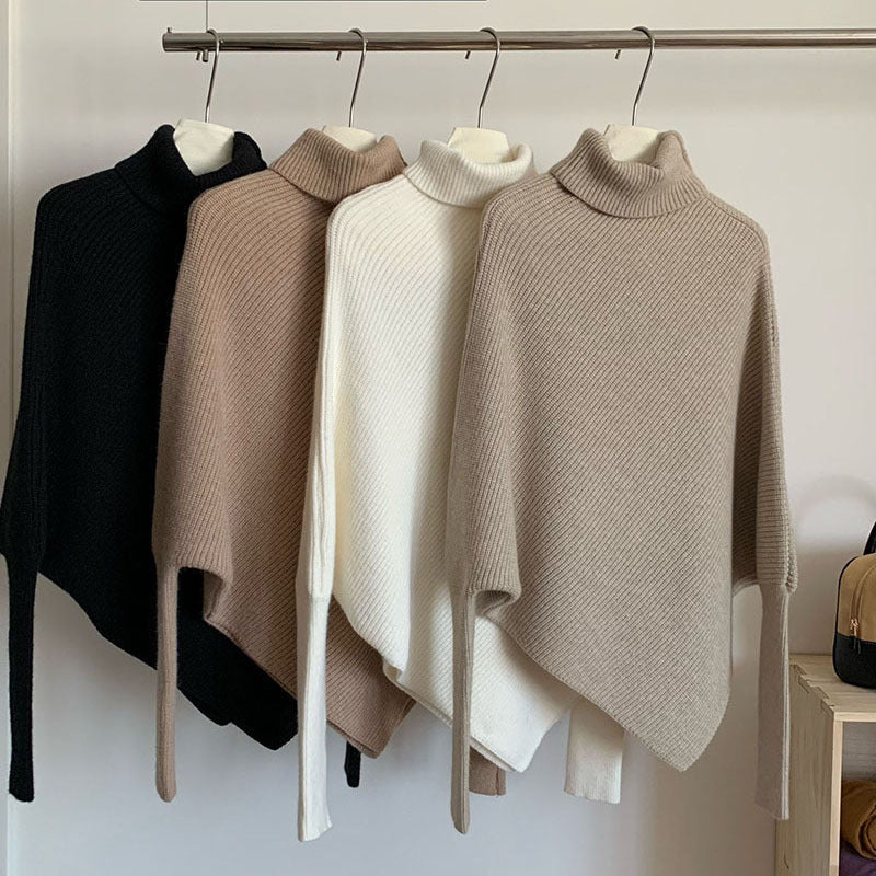 Casual High Neck Pullover Irregular Knitted Sweaters