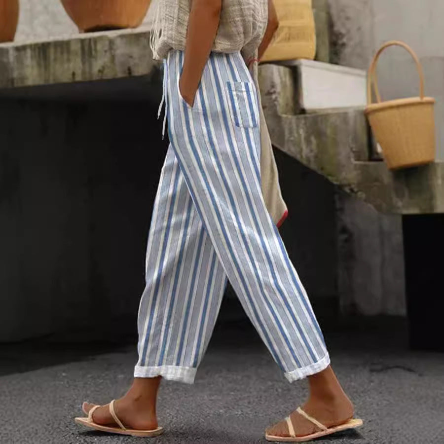 3D Large Print Minimalist Rolled Hem Casual Pants