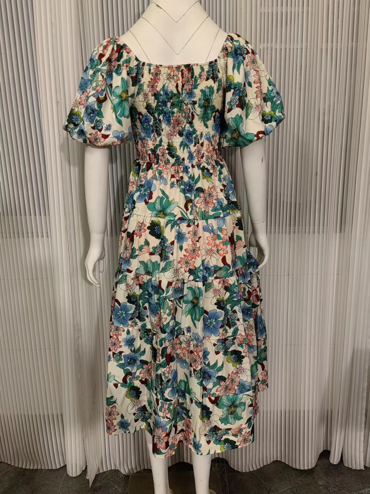 Women's Off-Shoulder Lantern Sleeve High Waist Summer Dress-red-S-Free Shipping Leatheretro