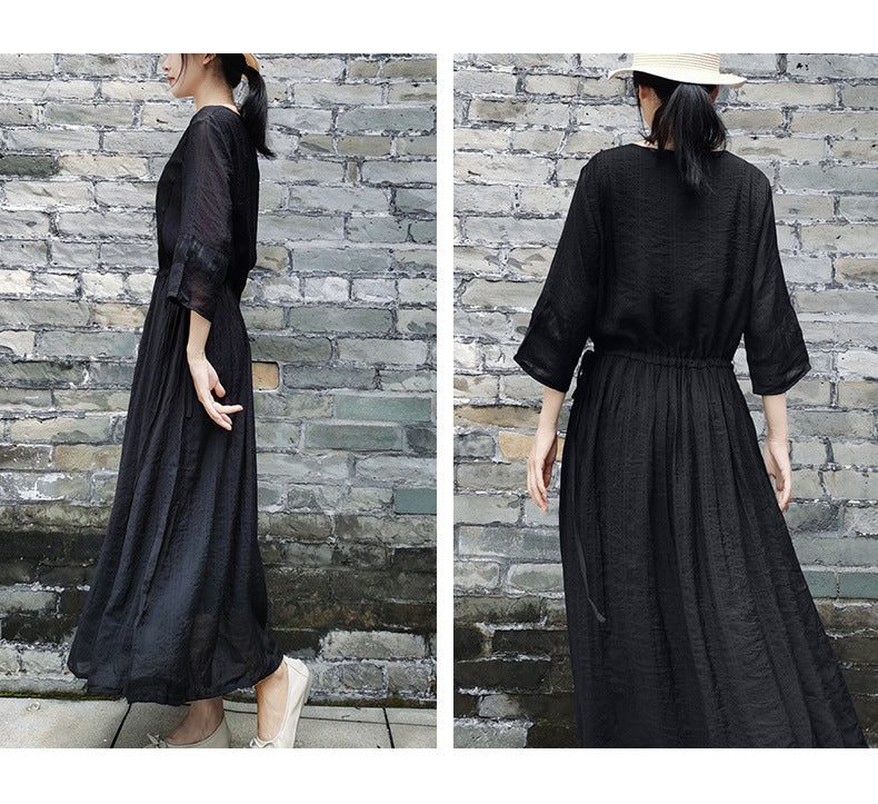 Ethnic Women Summer Linen Dresses-Dresses-Free Shipping at meselling99