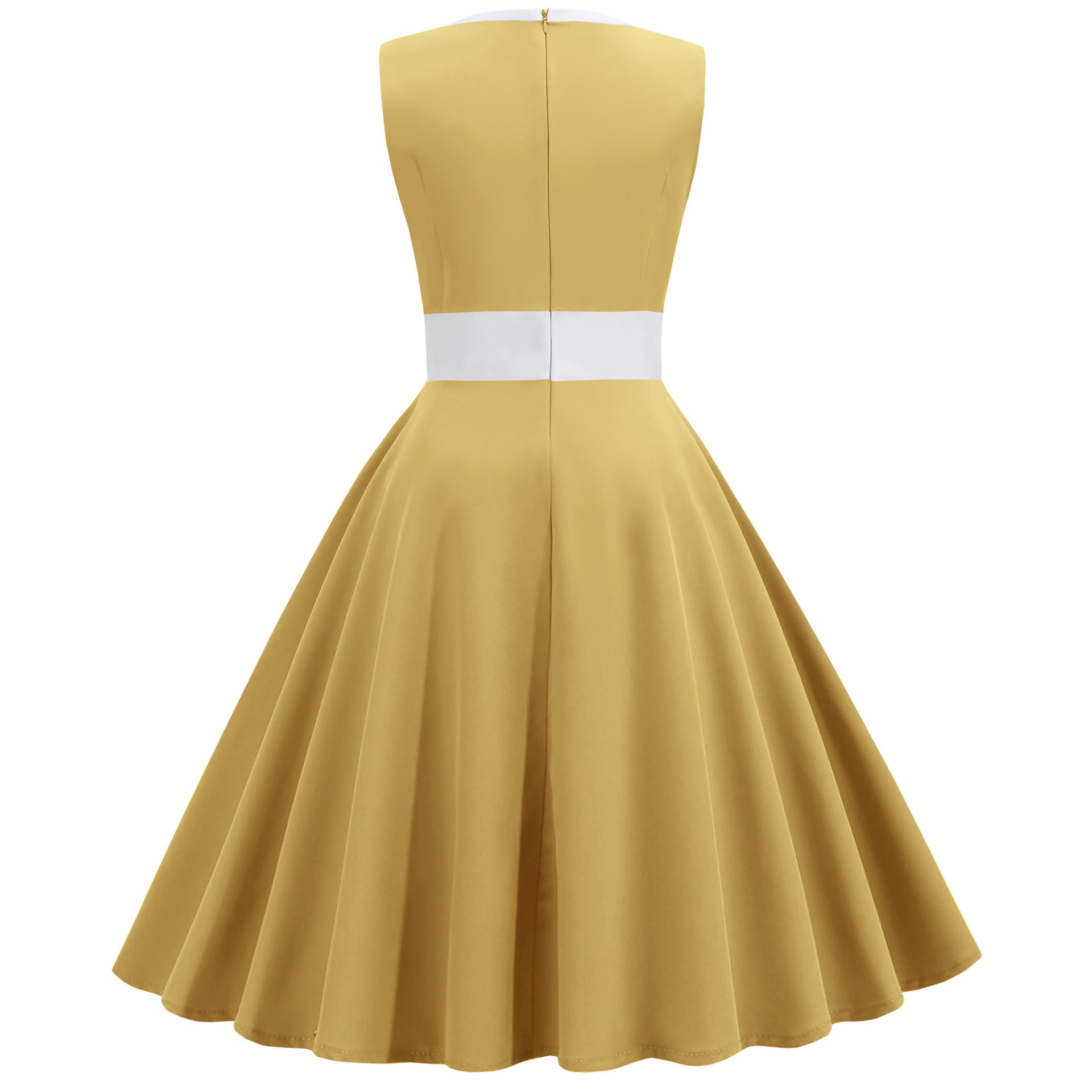 Elegant Sleeveless Dress: Retro A-Line Shift Dress with Round Neckline