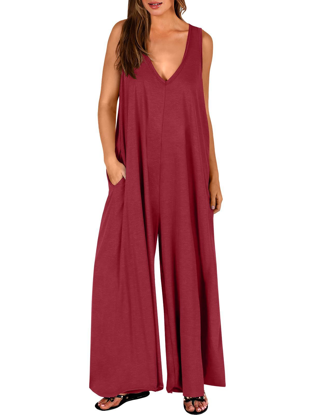 Women's Summer Casual Jumpsuit - Lightweight Pocket Romper