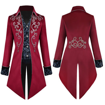 Men's Vintage Silver-Edge Tailcoat Jacket
