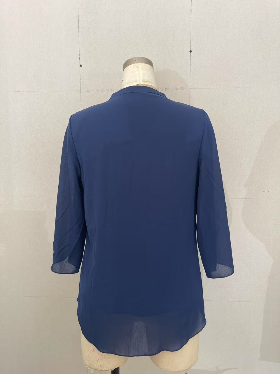 Women's Flowy V-Neck Chiffon Blouse with Petal Sleeves