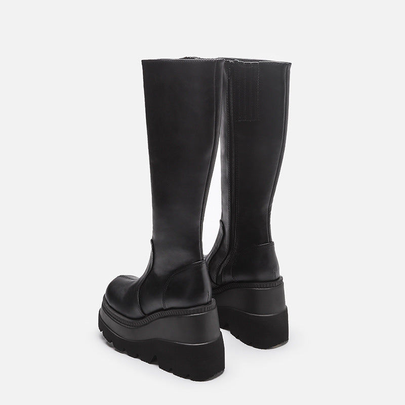 Gothic Wedge Heel Platform Combat Boots