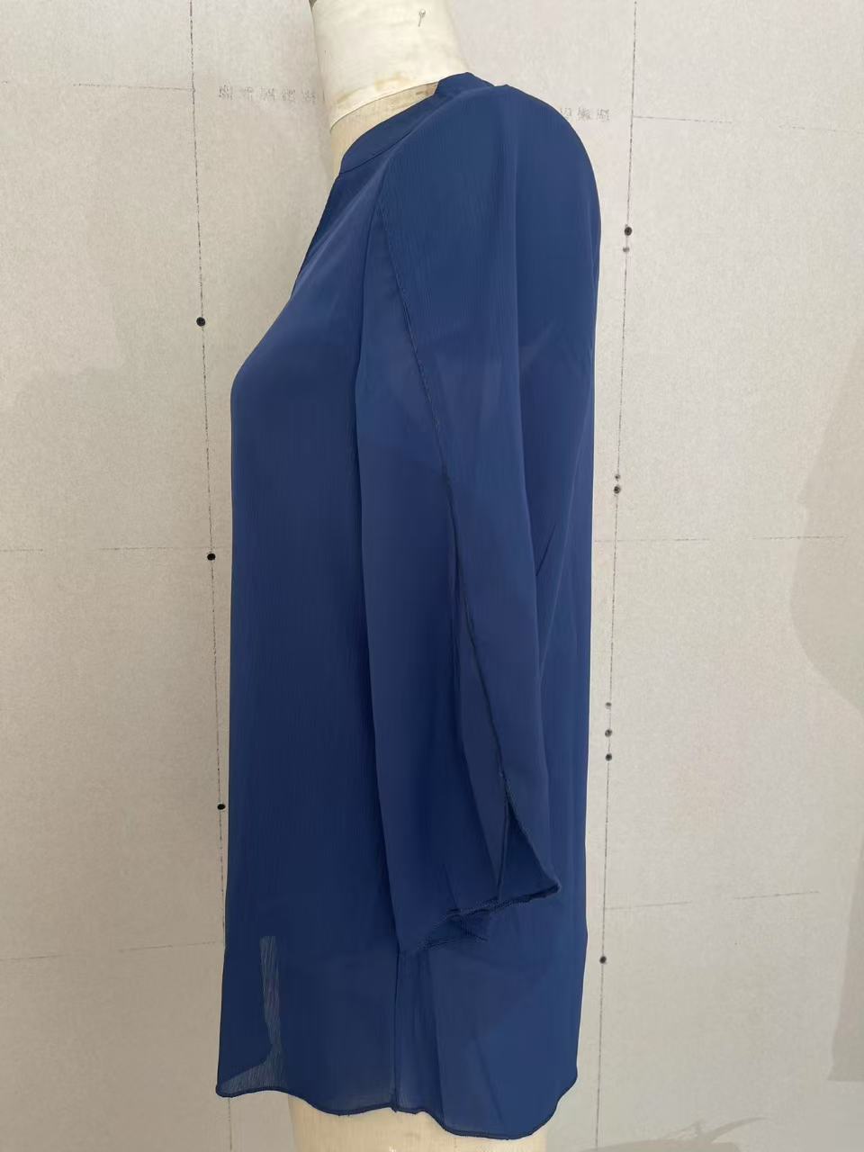 Women's Flowy V-Neck Chiffon Blouse with Petal Sleeves