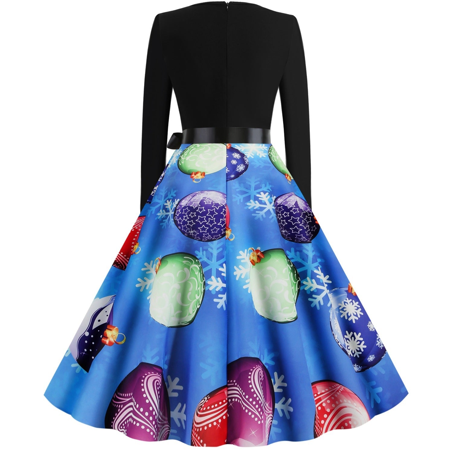 Women Christmas Round Neck Vintage Long Sleeves Dresses-Vintage Dresses-Free Shipping at meselling99