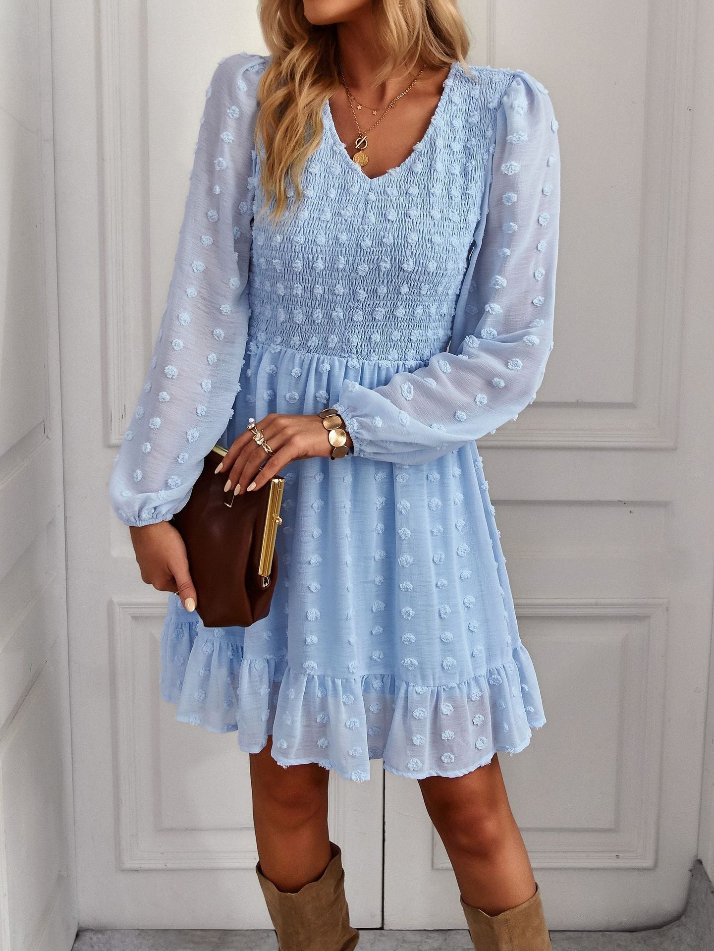 Casual  Long Sleeves Short Daily Dresses