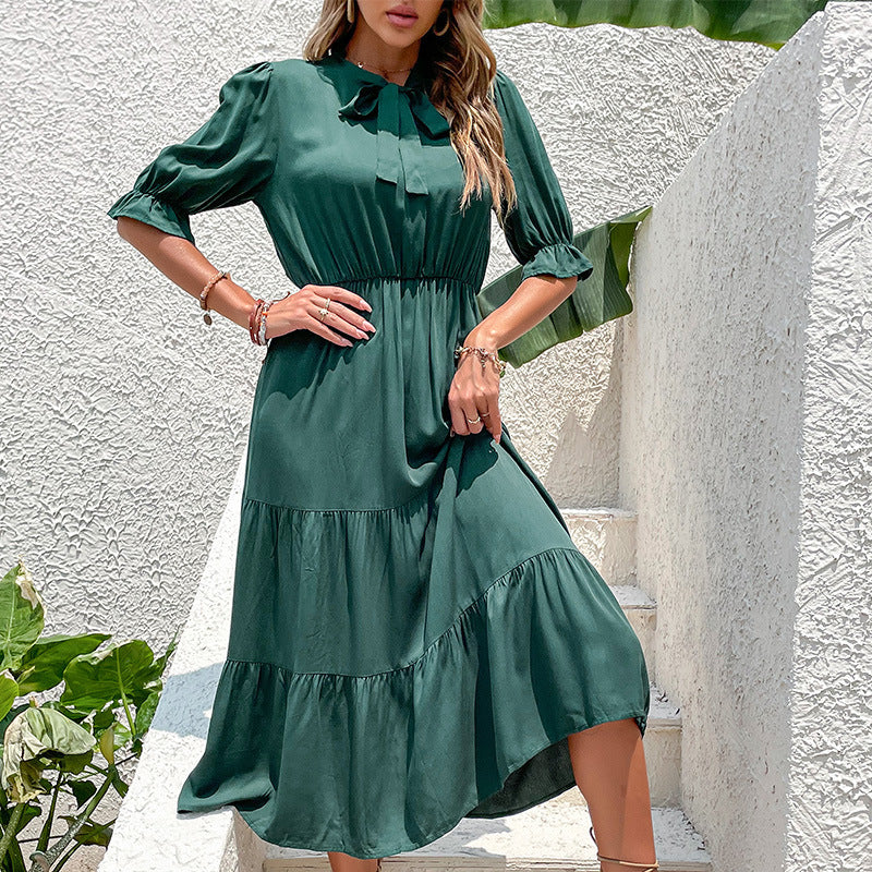 Summer Women's Dress with Bow Tie Belt