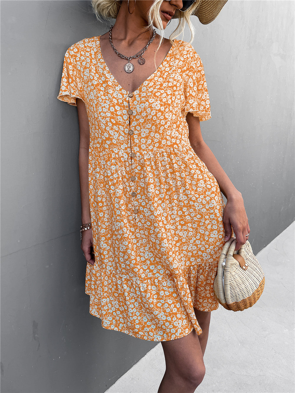 Leisure Floral Print Summer Short Dresses