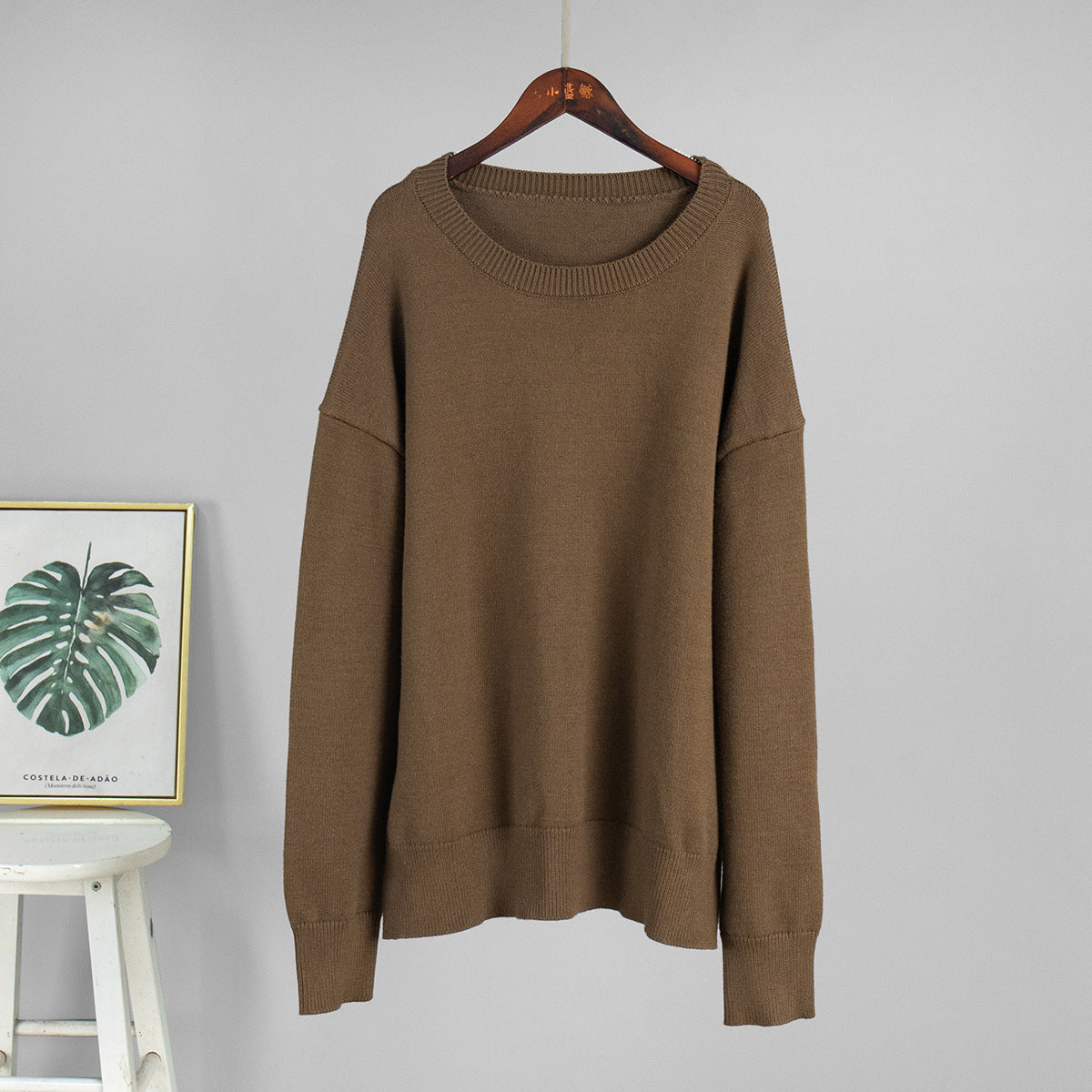 Classic Relaxed-Fit Dark Crewneck Sweater
